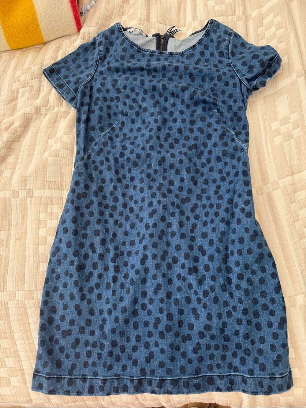 Boden Modern Denim Shift Dress Animal Polka Dot Stripe 8